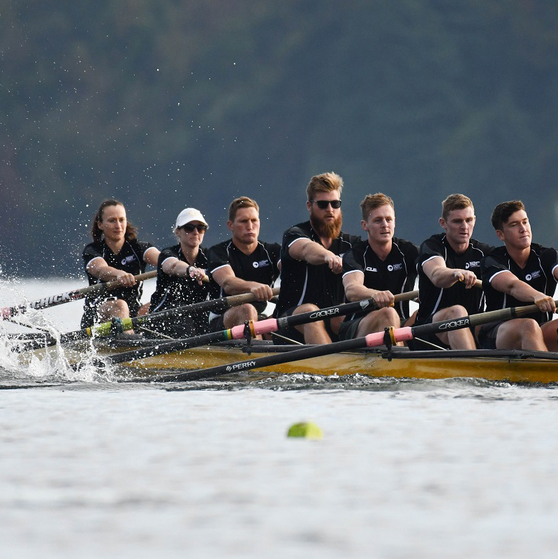 The NZDF rowing team training at Lake Karapiro