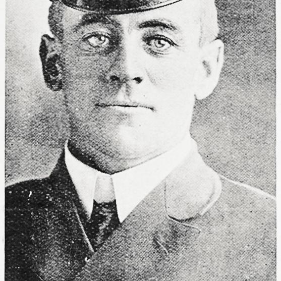 A pre-war photograph of Richard Hopkins in his merchant navy uniform.